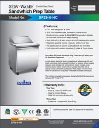 Serv-Ware 1 Door, 8 Pan Sandwich Prep Unit SP29-8-HC 7 cu. ft. - Image 6