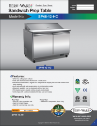 Serv-Ware 2 Door, 12 Pan Sandwich Prep Unit SP48-12-HC 12 cu. ft. - Image 6