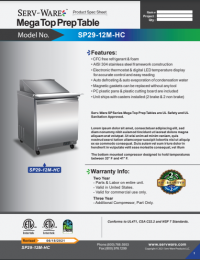Serv-Ware 1 Door Mega Top, 12 Pan, Prep Unit SP29-12M-HC 7 cu. ft. - Image 6