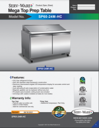 Serv-Ware 2 Door Mega Top, 24 Pan, Prep Unit SP60-24M-HC 12 cu. ft. - Image 6