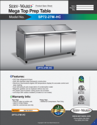 Serv-Ware 3 Door Mega Top, 27 Pan, Prep Unit SP72-27M-HC 18 cu. ft. - Image 6