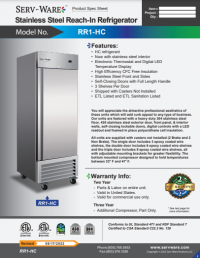 Serv-Ware One Door Reach-In Refrigerator RR1-HC - Image 5