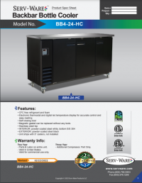 Serv-Ware Back Bar Bottle Cooler BB4-24-HC 17.2 cu. ft. - Image 4