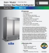 Serv-Ware One Door Reach-In Refrigerator RR2-HC - Image 5