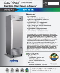 Serv-Ware One Door Reach-In Freezer RF1-19-HC - Image 5