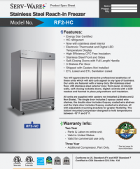 Serv-Ware Two Door Reach-In Freezer RF2-HC - Image 5