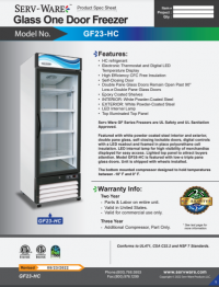 Serv-Ware Glass Single Door Reach-In Freezer GF23-HC 23 cu. ft. - Image 4