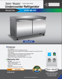 Serv-Ware Undercounter Refrigerator UCR-60-HC 15.5 cu. ft. - Image 5