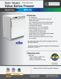Serv-Ware Value Series Under Counter Freezer EF5-HC 5 cu. ft. - Image 2