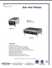 Serv-Ware 2 Burner Gas Hot Plate SHPS-12 12 inches - Image 5