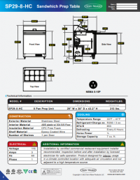Serv-Ware 1 Door, 8 Pan Sandwich Prep Unit SP29-8-HC 7 cu. ft. - Image 7
