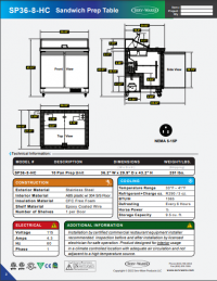 Serv-Ware 2 Door Sandwich Prep Unit, 10 Pan SP36-8-HC 9.5 cu. ft. - Image 3