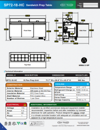 Serv-Ware Two Door Sandwich/Salad Prep Table SP72-18-HC 18 cu. ft. - Image 7