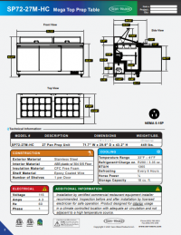 Serv-Ware 3 Door Mega Top, 27 Pan, Prep Unit SP72-27M-HC 18 cu. ft. - Image 7
