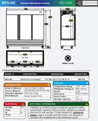 Serv-Ware Three Door Reach-In Freezer RF3-HC - Image 6