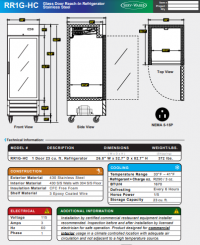 Serv-Ware Glass Door Reach-In Refrigerator - Stainless Steel RR1G-HC - Image 6