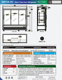 Serv-Ware Glass Triple Sliding Door Reach-In Refrigerator GR72S-HC 72 cu. ft. - Image 3