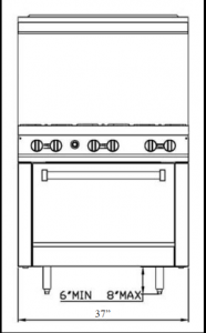 Serv-Ware 4 Burner Range SGR-4B 4.85 cu. ft. capacity - Image 3