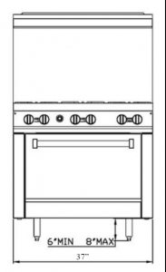Serv-Ware 6 Burner Range with 24" Griddle SGR-6B-24G 4.85 cu. ft. capacity - Image 4