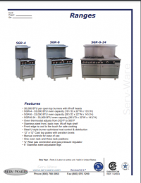 Serv-Ware 6 Burner Range with 24" Griddle SGR-6B-24G 4.85 cu. ft. capacity - Image 5