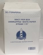 Lightouse Paper Straw 500 CT Per Box, Unwrapped White Paper Straw 7.75" - Image 2