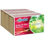 Diamond Greenlight Strike On Box Matches 300 Large Kitchen Matches Box of 3 Perfect for Camping and Lightning Material