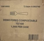 5" Compostable Plastic Fork Snacks, Disposable DEMO Fork, Small Snacks, 10 Pack of 100, 1000 per case - Image 2