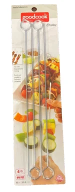 Good Cook Flat Metal Skewer, Chrome Plated, 1 Pack of 4 count