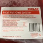ECOLAB Retail Multi-Quat Sanitizer 1110352 -2 Bag of 2 US Gal (7.6 L)