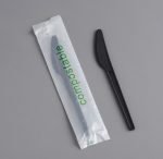Sabert CPLA 100% Compostable Wrapped Black Knife  1000 pcs/cs- NEW - Image 3