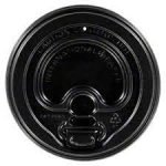 International Paper LHRNB-16 Polystrene Dome Lock-Back Hot Cup Lid, 10-Ounce to 24-Ounce, Black (12 Packs of 100)