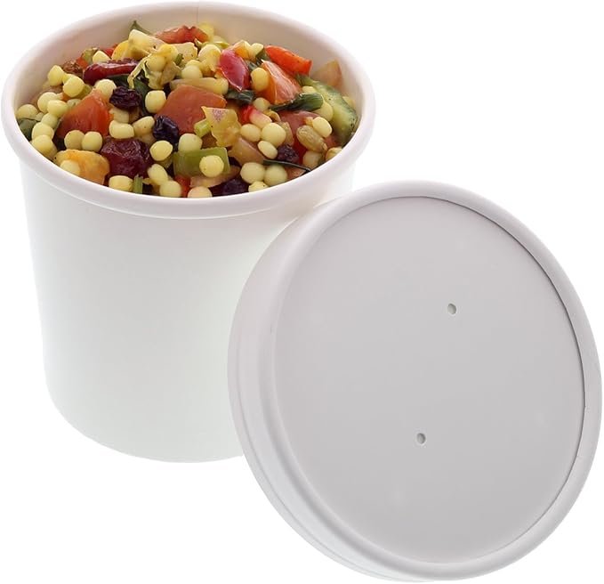 61tkCzYq74L._AC_SX679_ Royal 12 Ounce White Paper Food Container and Lid Combo, Package of 250 - Image 1