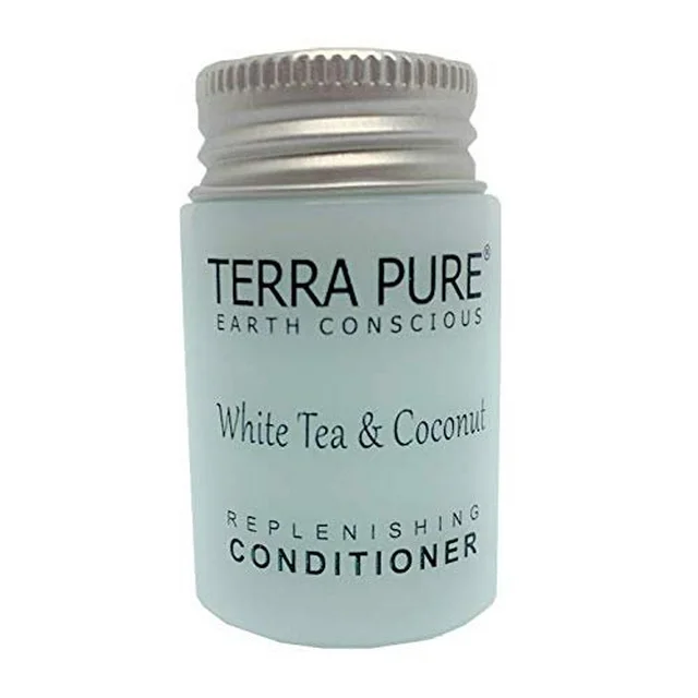 1cd17bc2-be8f-44e1-a217-26cc40ee20c7.9ff2687ea5e9d1a8e87e94bfb59439f1 Terra Pure White Tea & Coconut Conditioner, Travel Size Hotel Amenities, 1 oz. (Case of 300) - Image 1