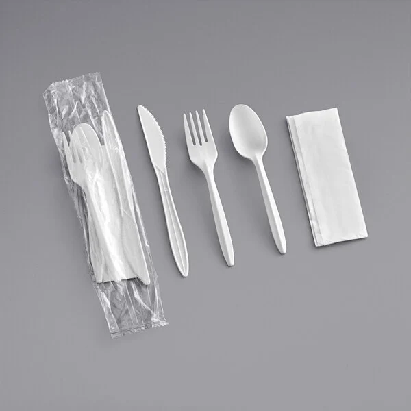 2431812 (1) BIOCEAN Cutlery Kit Medium Weight PP 4pc KIT- 400ct White - Image 1