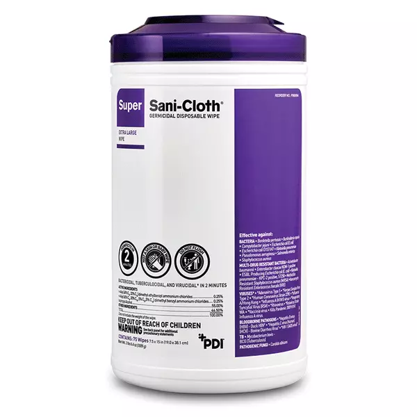 s-l1600 - 2025-04-05T091006.416 PDI P86984 Super Sani-Cloth Germicidal Disinfectant Wipes Extra Large- 75 WIPES - Image 1