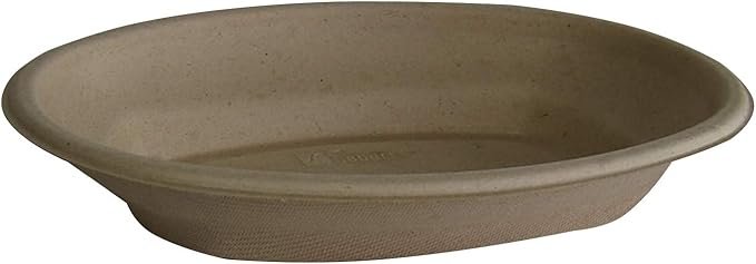 61sYXeN27QL._AC_SX679_ SABERT Pulp 16 oz Oval Burrito Bowl, Certified Compostable, Recyclable, Microwaveable, Reheatable, Disposable, Durable, 300 Count - Image 1