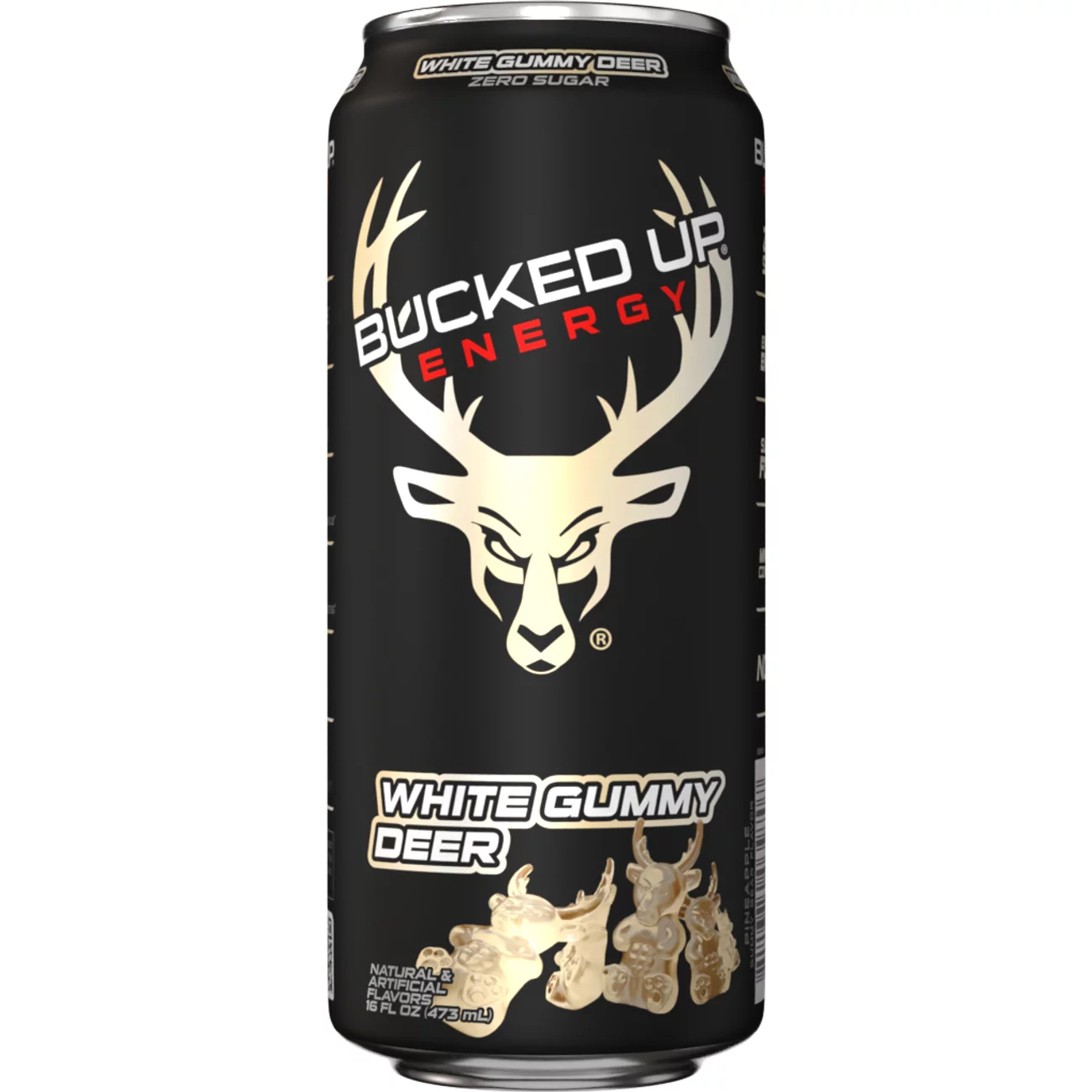 010616541-1 Bucked Up Zero Sugar Energy Drink - White Gummy Deer, 12 Count ,16 OZ, BEST BY: 04/25/2027 - Image 1