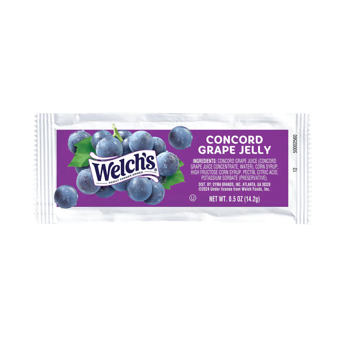291596719 Welch's Grape Jelly Pouches- 0.5 OZ PACKETS, 200 Case, #70163 - Image 1