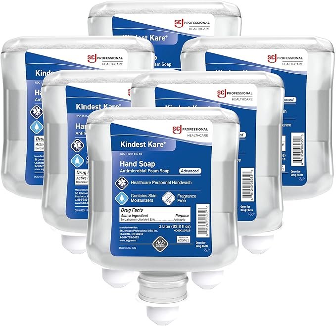 81UdkUckLLL._AC_SX679_ Kindest Kare Advanced Foaming Antimicrobial Soap Unscented 1000 mL, 6 Count - Image 1