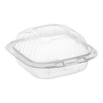 Dart 6" x 6" x 3" Microwavable Clear Hinged Plastic Take-Out Container - 300/Case