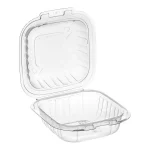 Dart 6" x 6" x 3" Microwavable Clear Hinged Plastic Take-Out Container - 300/Case - Image 2