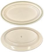 International Tableware IVE-19 Verona Platter, 15-1/2" x 10-1/2", American White with Green Band (Pack of 12)