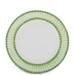 Italian Ceramic Plate Set, 12 UNITS, Dinner & Dessert Designs, Green 8''