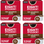 Eight O’Clock Coffee Colombian Peaks Keurig K-Cup Pods, Medium Roast, 4 Pack of 32 Count, BEST BY DATE: SEPTEMBER 10/2025