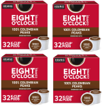 Eight O’Clock Coffee Colombian Peaks Keurig K-Cup Pods, Medium Roast, 4 Pack of 32 Count, BEST BY DATE: SEPTEMBER 10/2025