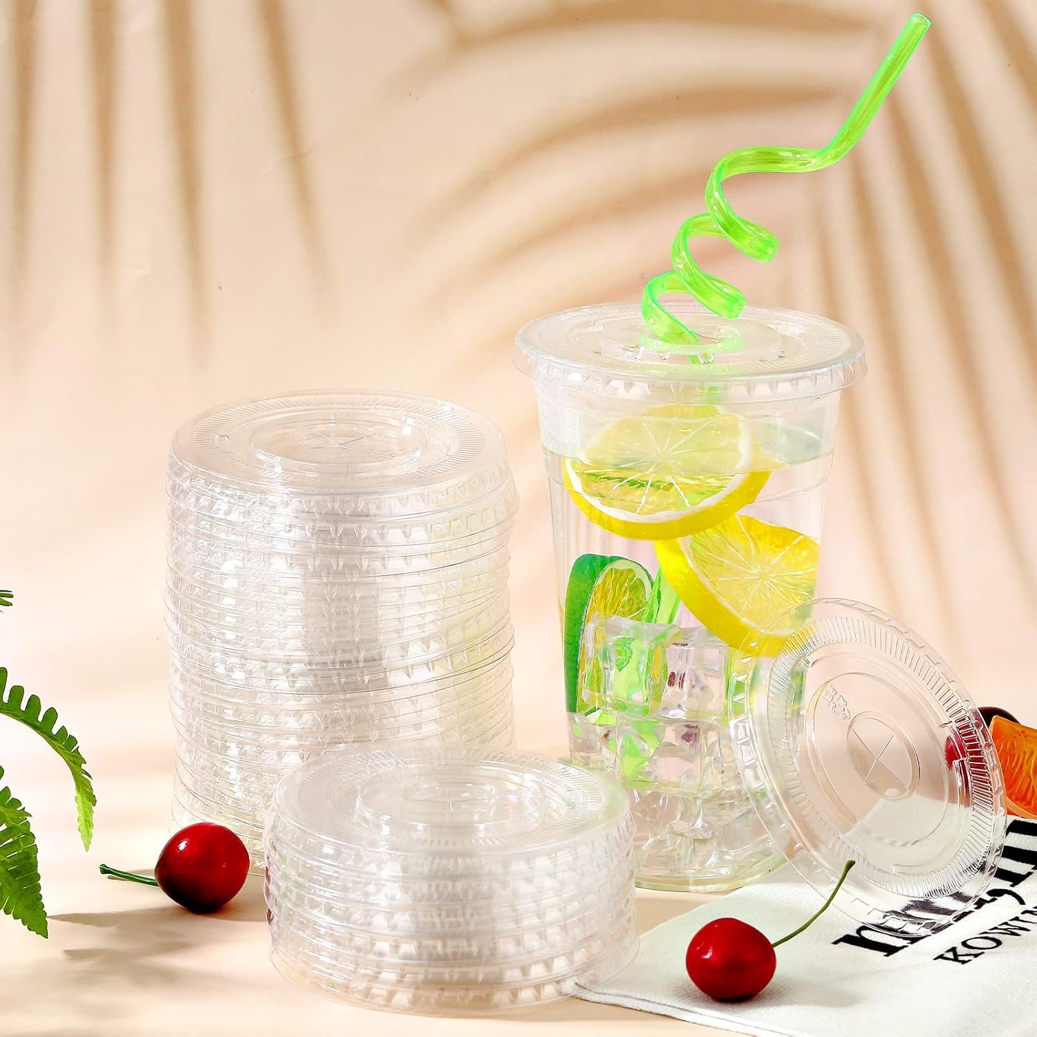 71K1VKJUOOL._AC_SL1500_ UNICUP Flat Lid with Straw Slot 98mm, FITS 10, 12, 16, 24 oz Cups Disposable Plastic Transparent Cup Lids for Iced Coffee Milkshake Ice Cream Office Home Travel Supplies UP980, 1000 PIECES - Image 1