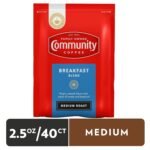 Community Coffee Ground Coffee Packets, Breakfast Blend Medium Roast, Pre-Measured 2.5 Oz Individual Coffee Packets, Box of 40