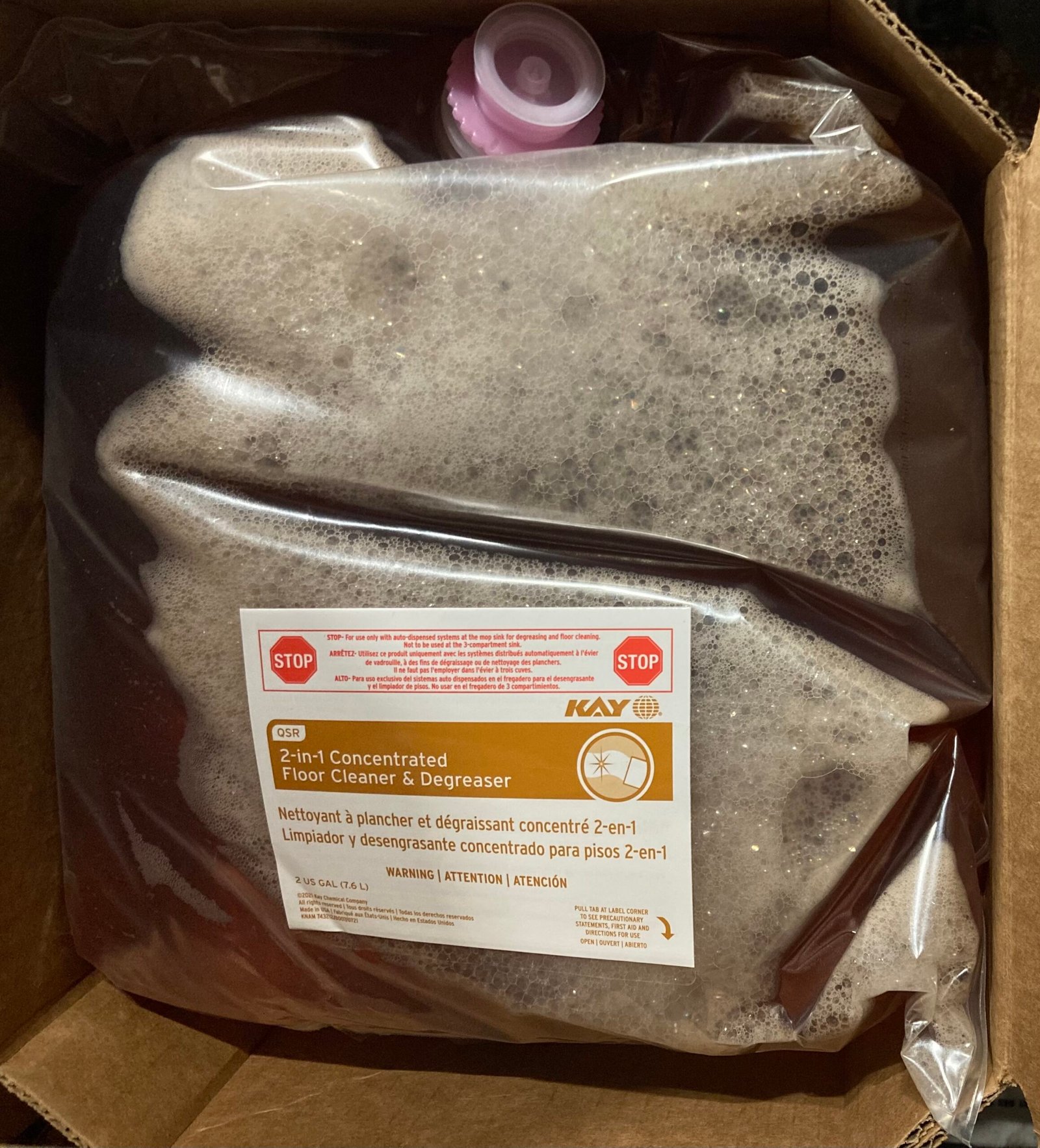 IMG_6336 Kay 2-in-1 Concentrated Floor Cleaner & Degreaser 2-2 US Gal, 2 BAG/CASE- 1111807 - Image 1