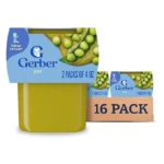Gerber Stage 2 Baby Food Peas, Baby Peas Puree Tub, No Added Salt, No Artificial Colors or Flavors, Baby Puree, Baby Food Vegetables, 16-Pack (EXP: JUNE 30/2026)