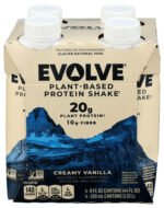 Evolve Plant Based Protein Shake, CREAMY VANILLA, 4 Pack of 11 FL OZ- 12 Count